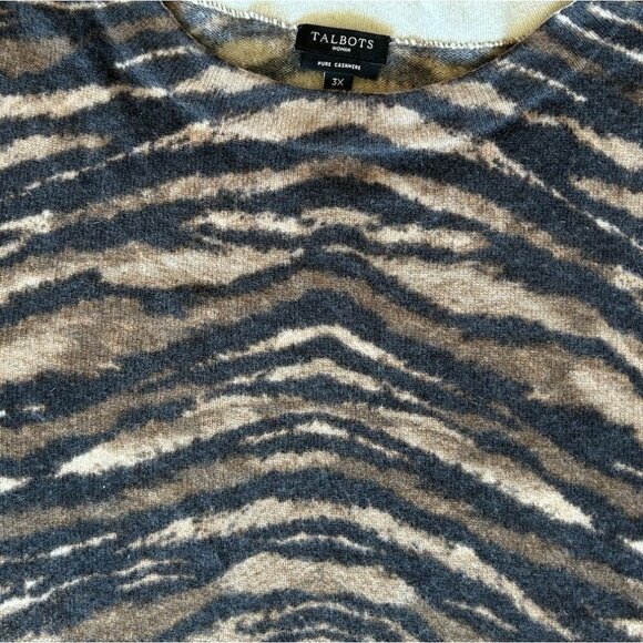 Talbots 100% Cashmere Animal Tiger Print Sweater Women's Plus Size 3X Casual - Picture 3 of 6